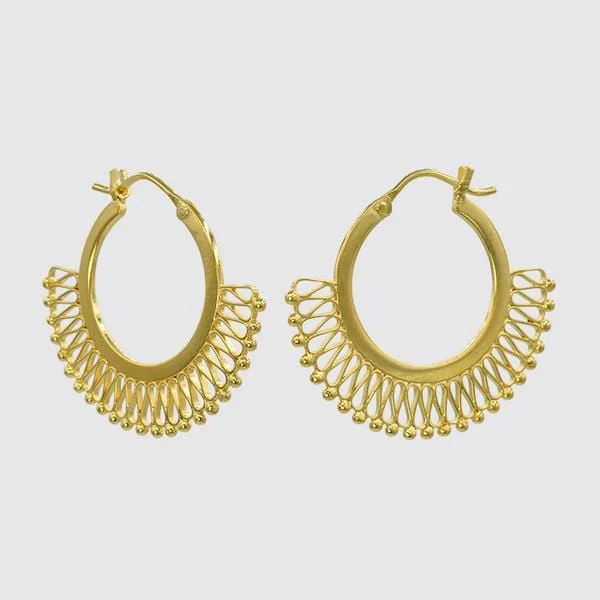 Filigree And Granulation Gold Plated Hoops