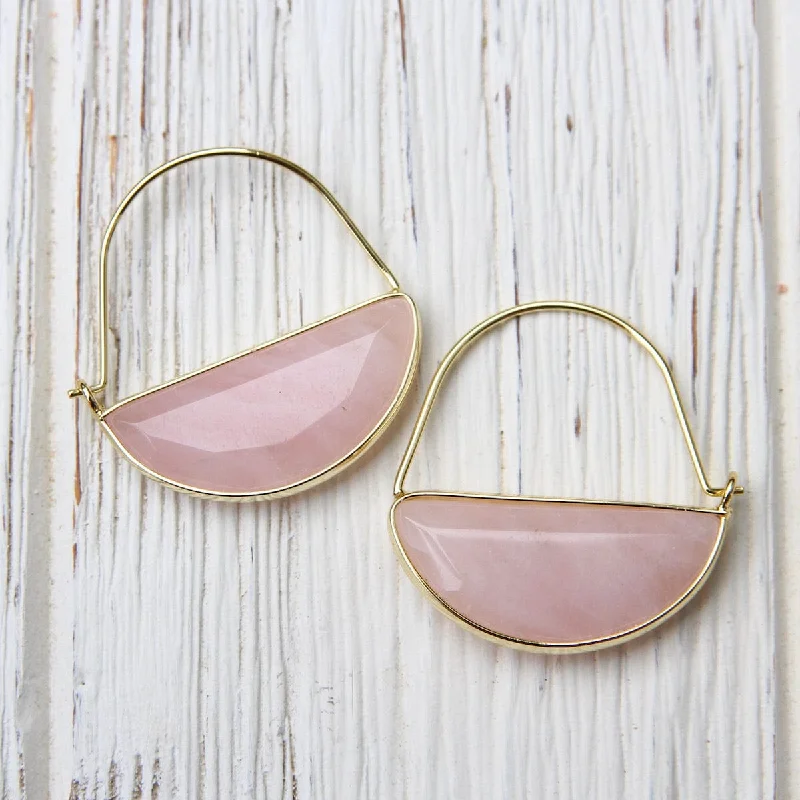 Scout Stone Prism Hoop - Rose Quartz/Gold