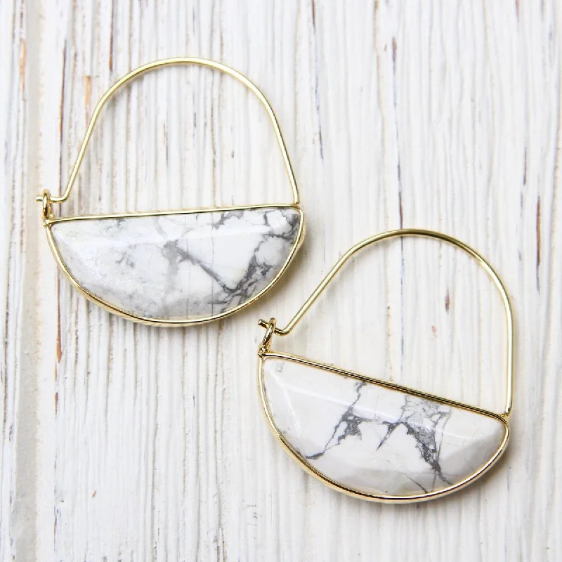 Scout Stone Prism Hoop - Howlite/Gold