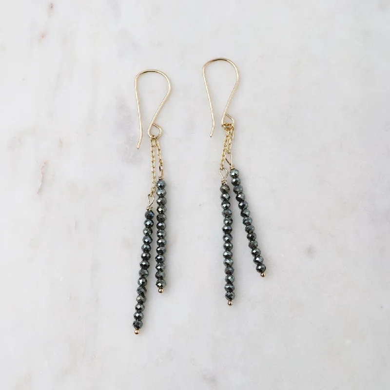 Double Pyrite Sticks on Gold Fill Chain Earring