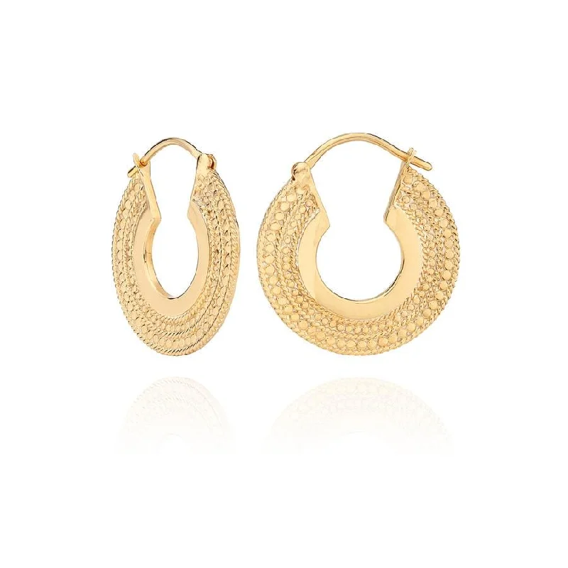 Medium Smooth and Dotted Hoop Earrings