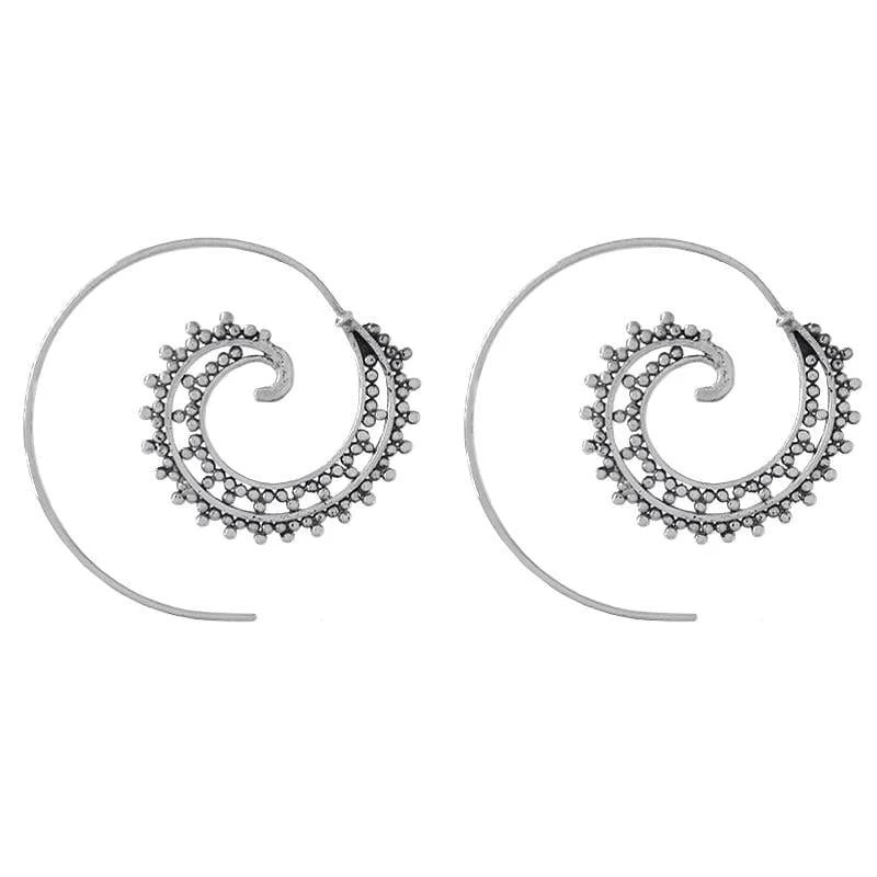 Sterling Silver Nautilus Double Spiral Hoop