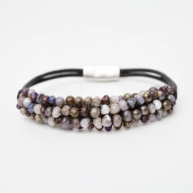 Cobblestone Silverite Leather Bracelet