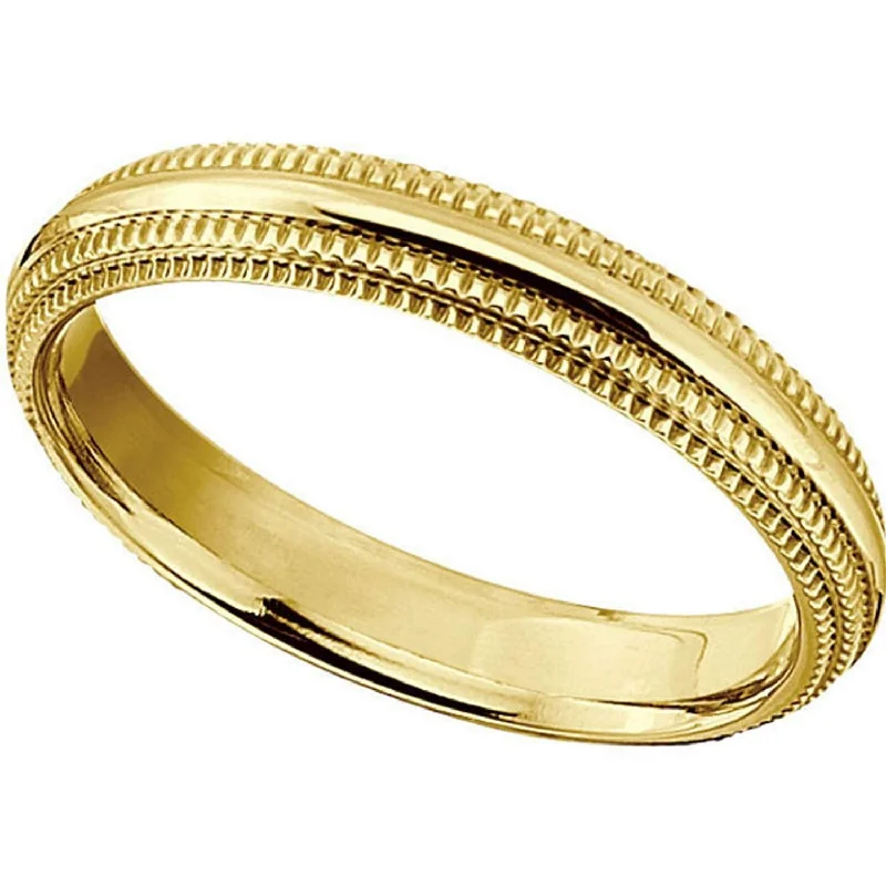 Gold IP Titanium Double Milgrain 4mm Comfort Fit Band