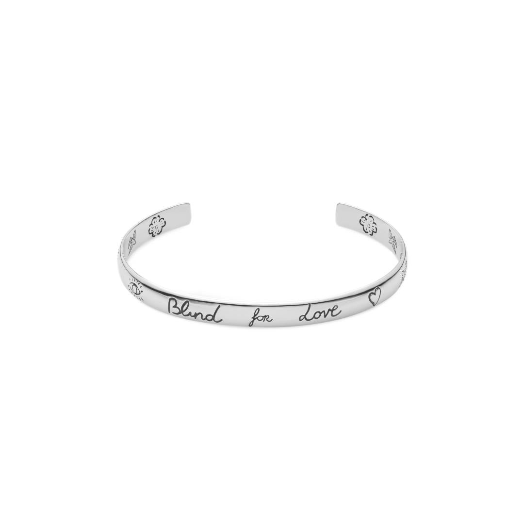 Gucci Sterling Silver 6mm Blind for Love Cuff Bracelet