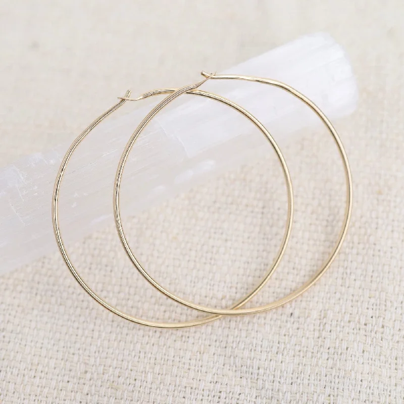 Thin 50mm Round Gold Filled Hoops