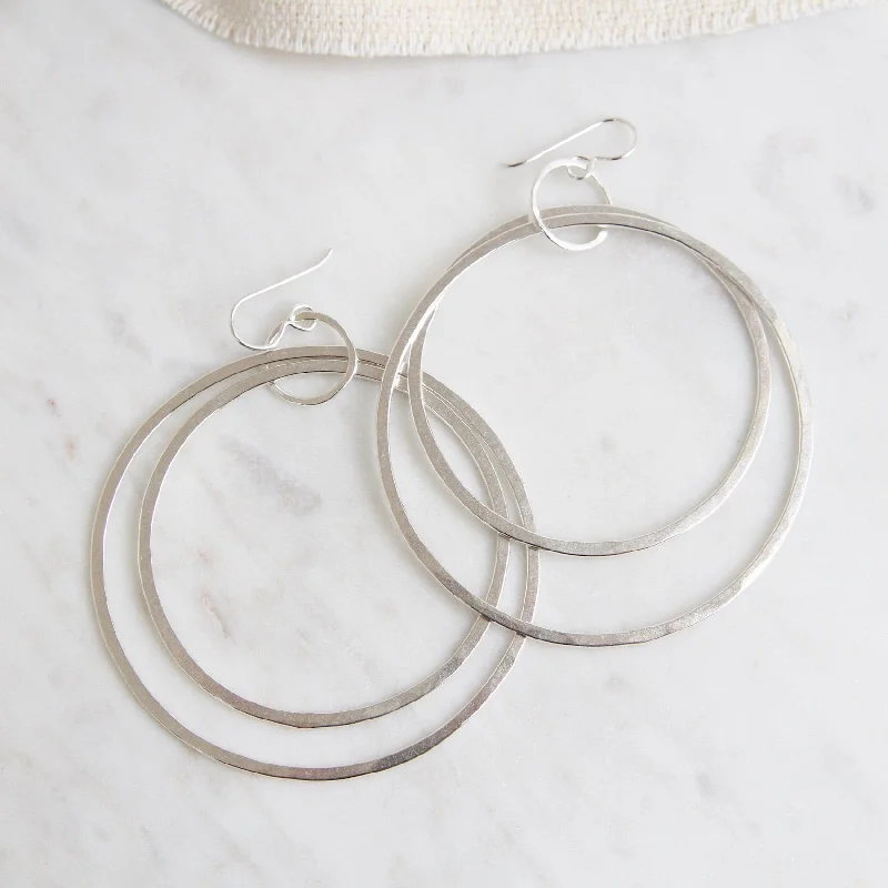 Large Flat Silver Hoops