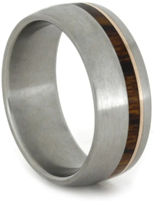 Ironwood, 14k Rose Gold 7.5mm Comfort-Fit Matte Titanium Wedding Band