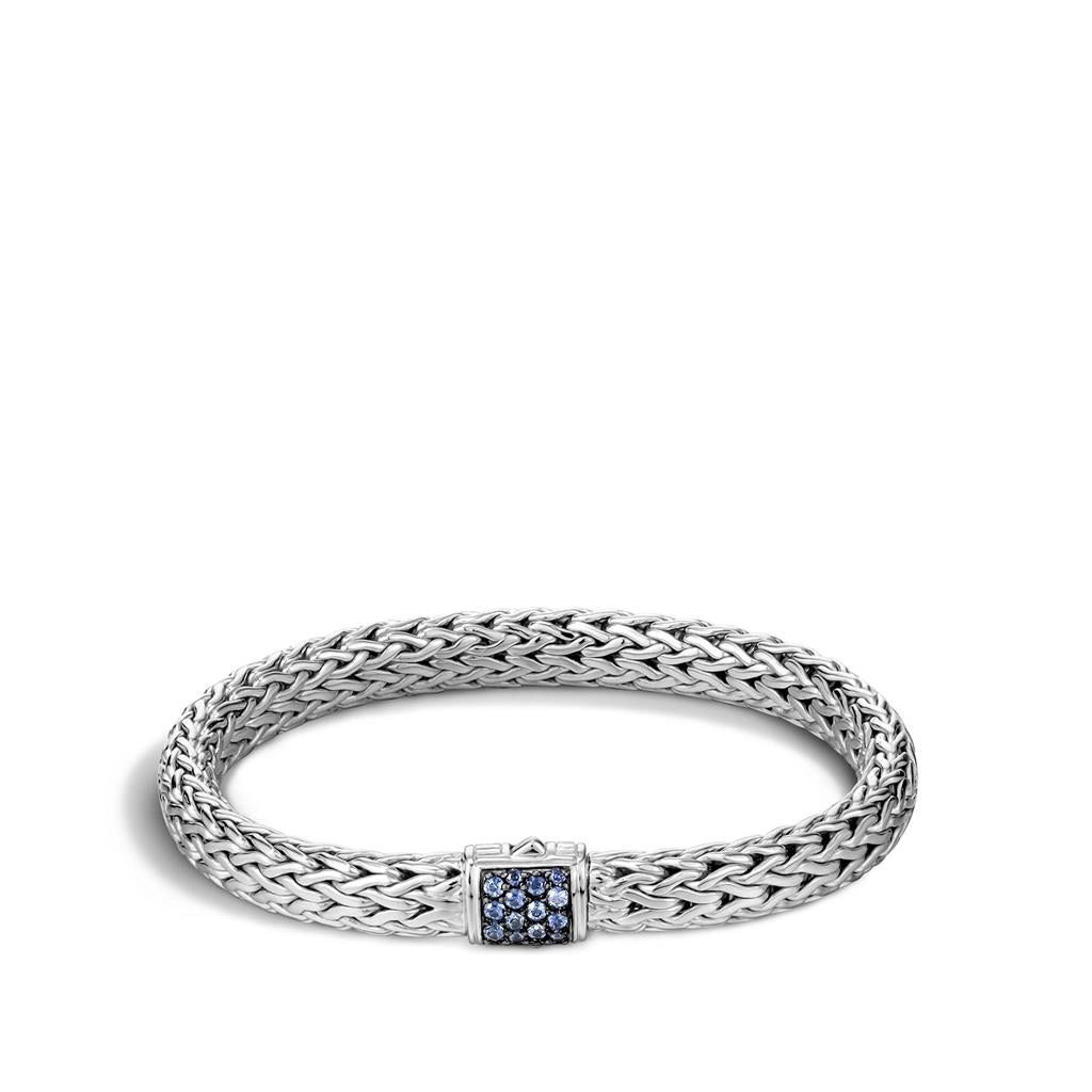 John Hardy Classic Chain Lava Sterling Silver Blue Sapphire Medium Bracelet