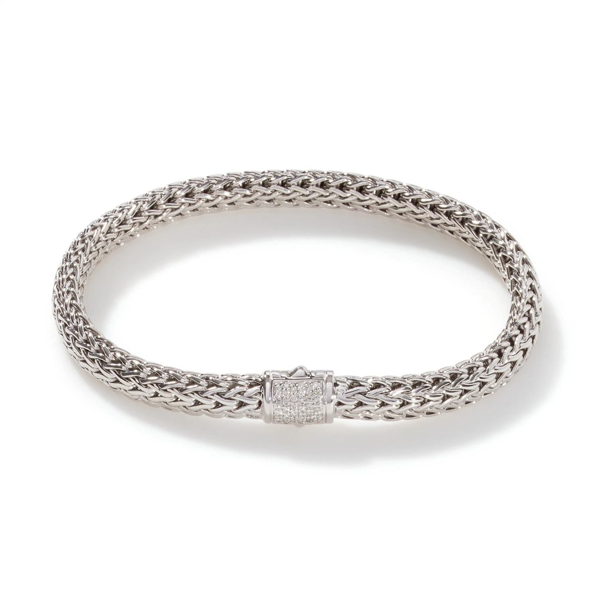 John Hardy Classic Chain Silver Diamond Pave' Small Bracelet