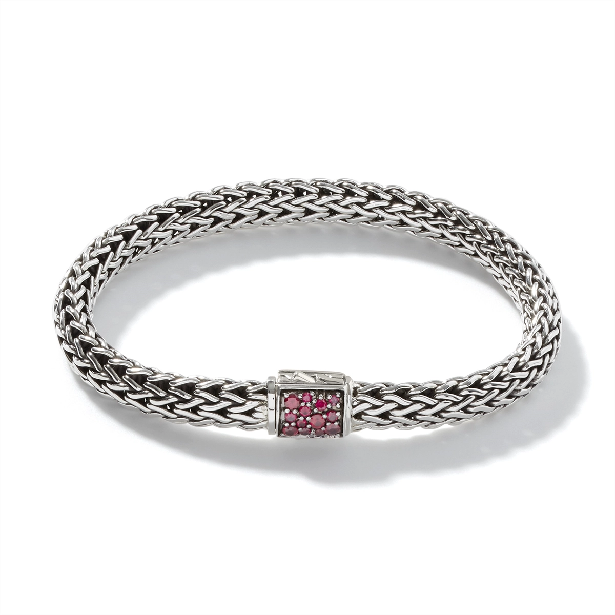 John Hardy Classic Chain Sterling Silver Small Reversible 6.5mm Bracelet with Black Sapphire & Ruby