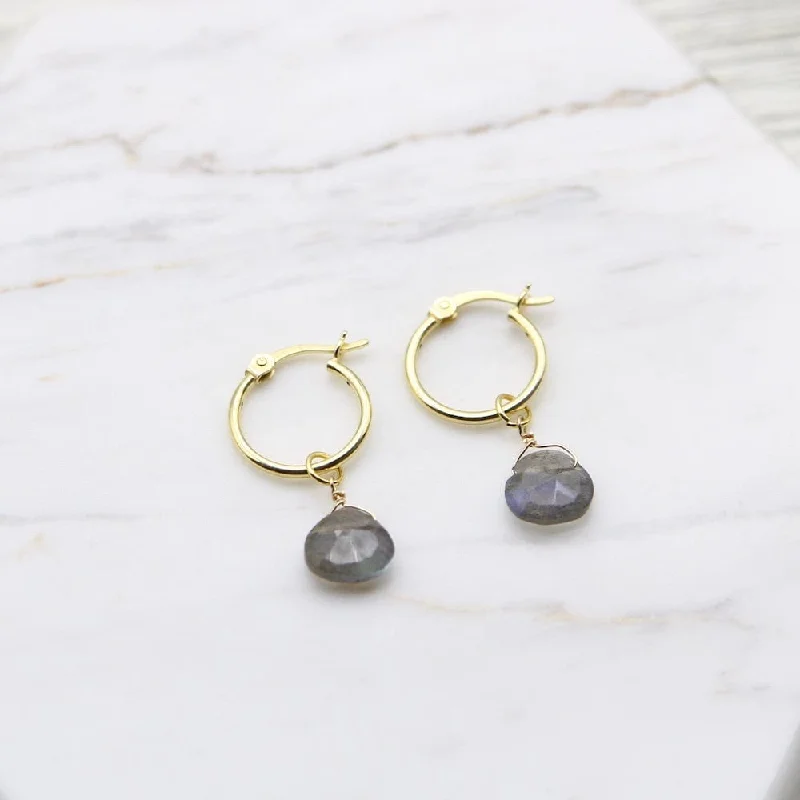 Kaia Hoops ~ Labradorite Drop