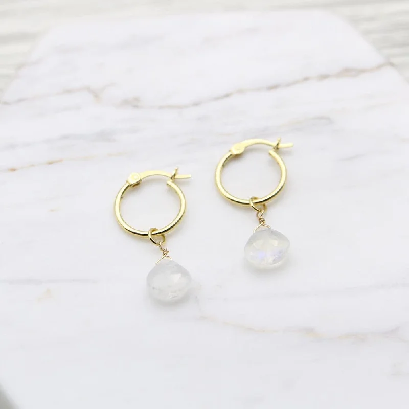 Kaia Hoops ~ Moonstone Drop