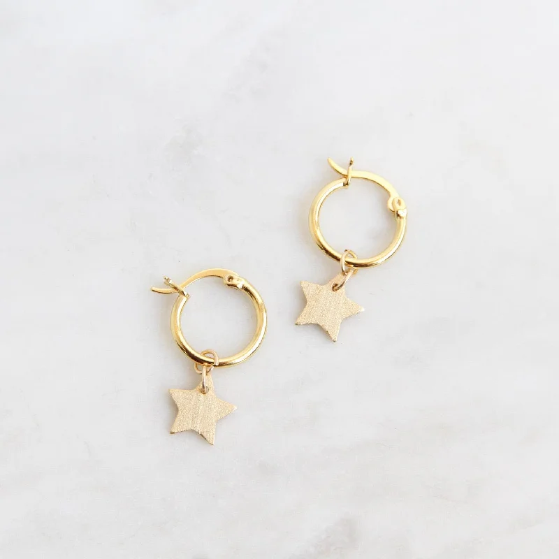 Kaia Hoops with Star Drop - 18K Gold Plated Silver