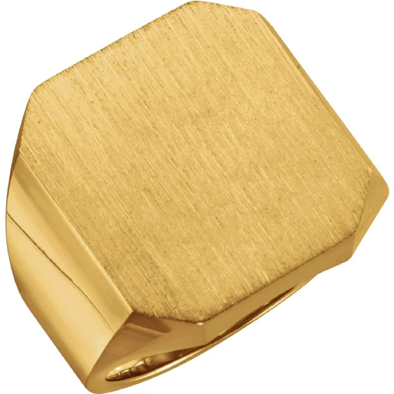 Men's 18k Yellow Gold Octagon Signet Ring, 20X18mm