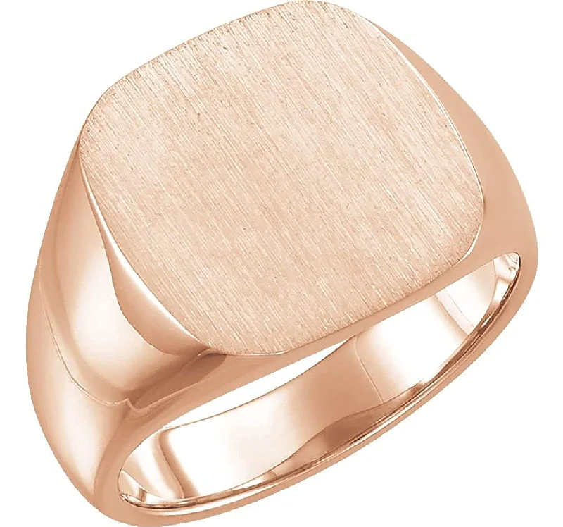 Men's Closed Back Square Signet Ring, 18k Rose Gold (18mm) Size 8.75