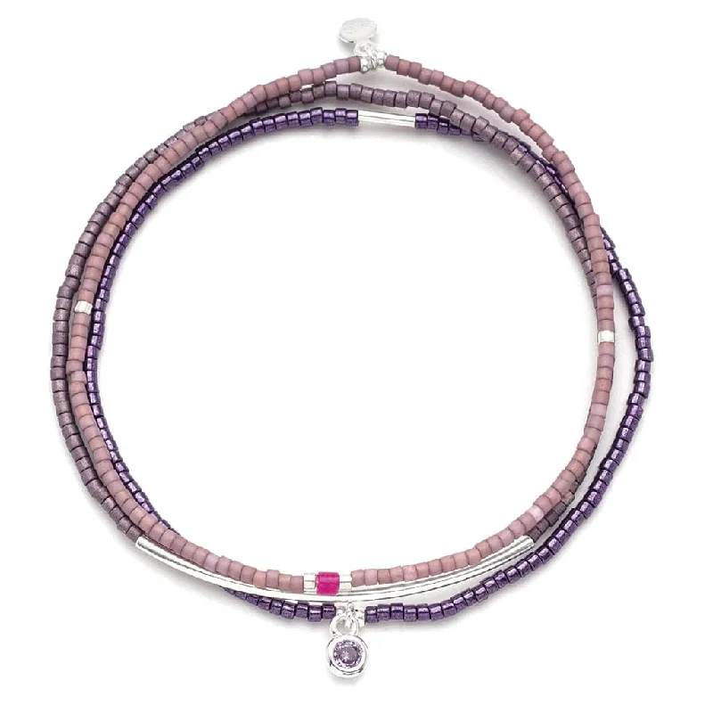 Tonal Chromacolor Miyuki Bracelet Trio - Purple & Silver