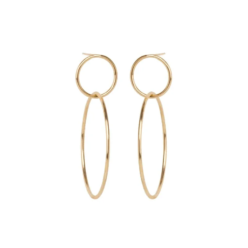 14K Gold Large Double Circle Hoop Earring