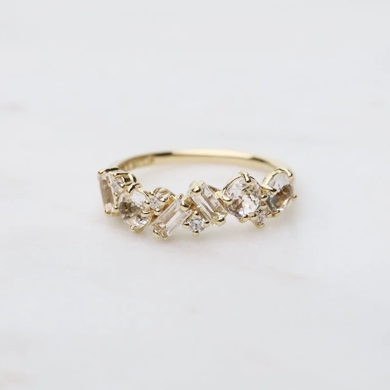 Yellow Gold Mixed Cut White Topaz Ring