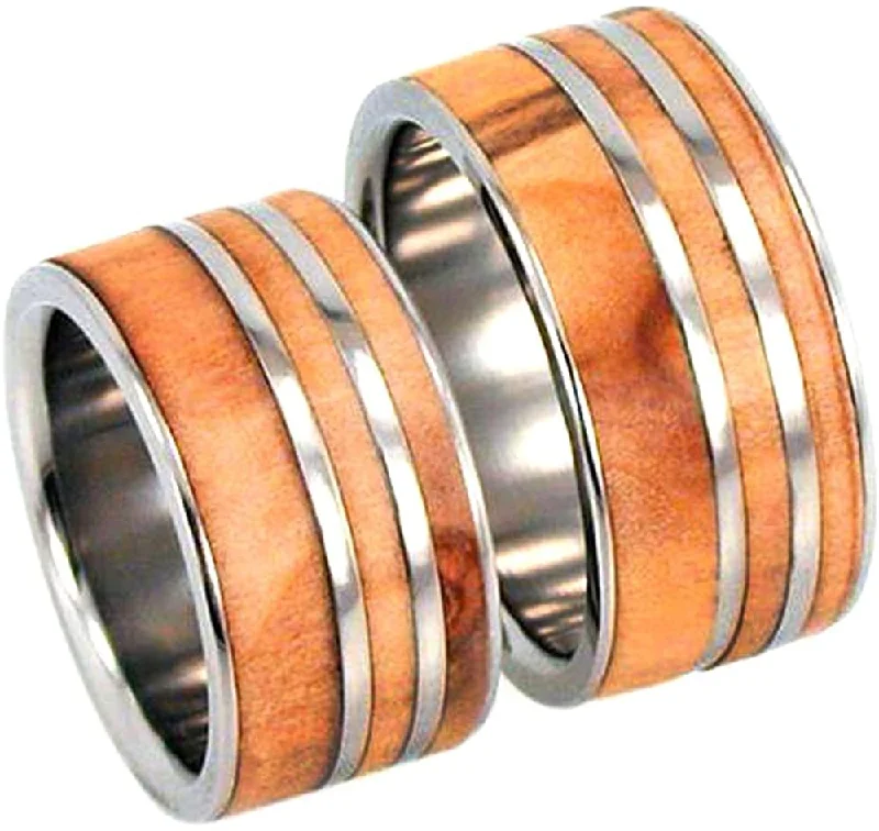 The Men's Jewelry Store (Unisex Jewelry) Rowan Wood, Titanium Pinstripes Interchangeable Ring, Couples Wedding Band Set