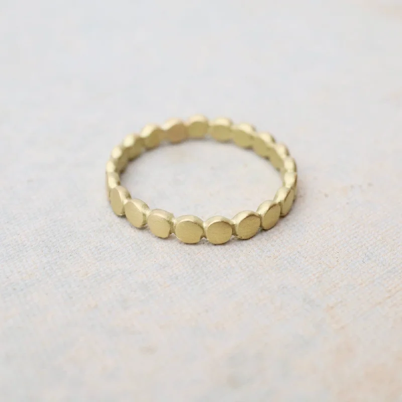 18k Gold Hammered Dot Stacking Band