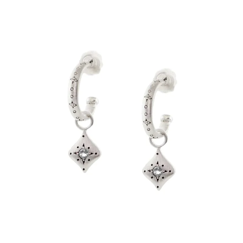 Diamond Silver Nights Charm Hoop Earrings