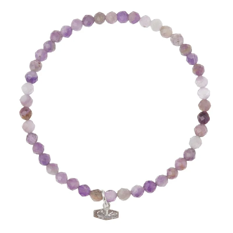 Mini Faceted Stone Stacking Bracelet - Amethyst/Silver