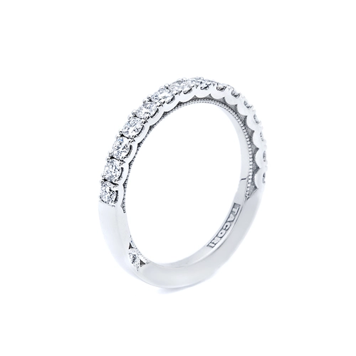 Tacori Clean Crescent 18K White Gold Diamond Wedding Band Ring