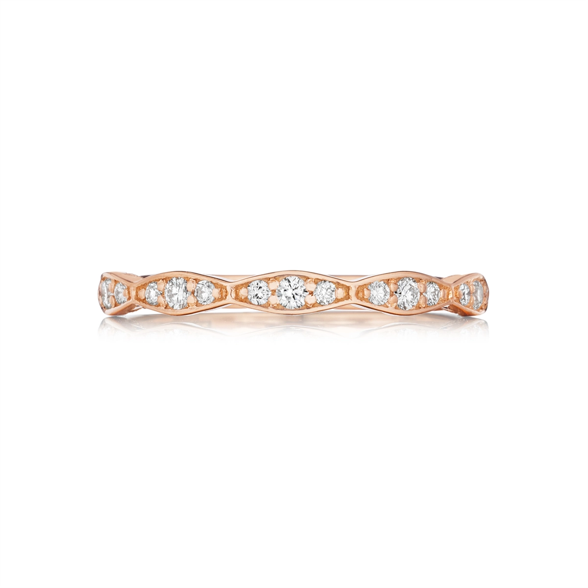 Tacori Sculpted Crescent 18K Rose Gold Eternity Diamond Wedding Band 2mm, Pretty in Pink