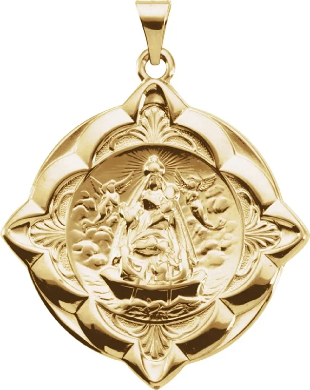 The Men's Jewelry Store (Unisex Jewelry) 14k Yellow Gold Caridad del Cobre Medal (31x31 MM)