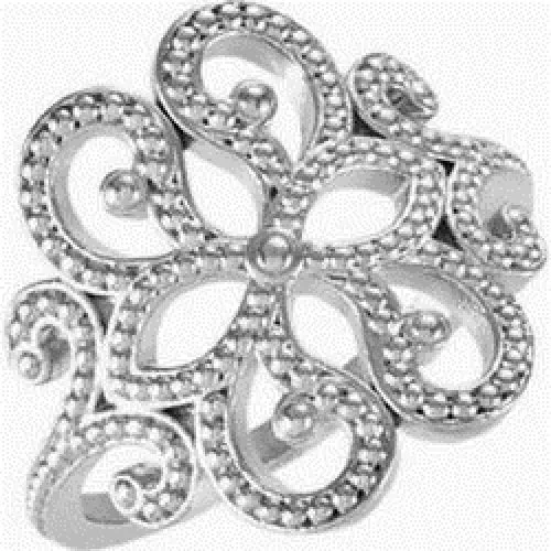 Womens 14k White Gold Granulated Flower Ring, Size 7