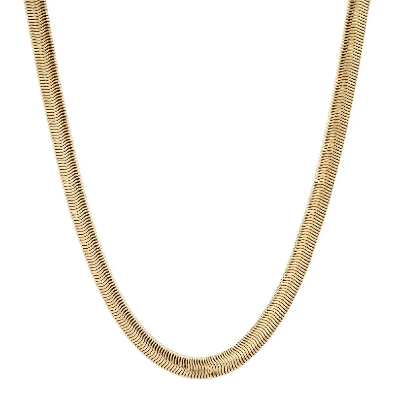 Thick Gold Plated Herringbone Chain Necklace